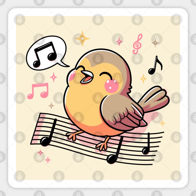 Cute Singing Bird Magnet by JS Arts